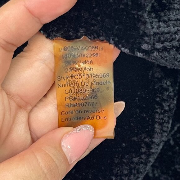 Alice + Olivia Women's Black Velvet Drape Front Cardigan Size Large - Picture 7 of 8